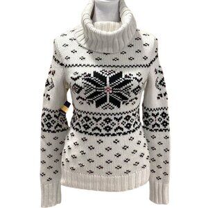 NEW Vintage Rugby Ralph Lauren Sweater! White Snowflake Cowl Neck Turtleneck
